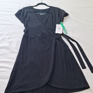 PACT Black Wrap Dress Medium